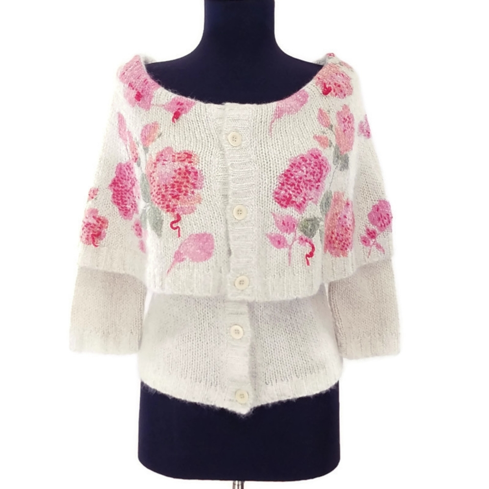 Anthropologie Moth Sweater Boatneck Foldover Shawl Collar Off the Should…